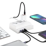 USAMS 6 In 1 USB Extension Socket Power Strip 65W Super Sic USB PD Charger With 3 2400W AC Outlets / Dual 65W USB-C / 18