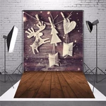 5 x 7 FT Christmas Theme Christmas Gift Elk Wood Board Photo Vinyl Background