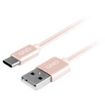 Kábel GND USB / USB-C, 2m, opletený (USBAC200MM06) zlatý prepojovací USB-C kábel • podpora rýchleho nabíjania • 1× USB 2.0 • dĺžka 2 m