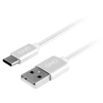 Kábel GND USB / USB-C, 2m, opletený (USBAC200MM05) strieborný prepojovací USB-C kábel • podpora rýchleho nabíjania • 1× USB 2.0 • dĺžka 2 m