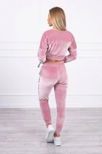 Velour set with Queen lettering dark powder pink