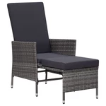 Reclining Garden Chair with Cushions Poly Rattan Gray