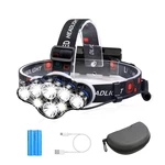 OUTERDO 8LED USB Rechargeable Headlamp 6400mAh IPx4 Waterproof Outdoor Headlight 8 Light Modes