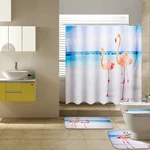 180x150xm 4 Piece Bathroom Rug Toilet Cover Mat Shower Curtain Bath Mat Set