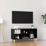 TV Cabinet with Solid Wood Legs Black 40.7"x11.8"x19.7"