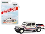 2021 Jeep Gladiator Pickup Truck "Super Jeep Tribute" White with Red and Blue Stripes "Hobby Exclusive" Series 1/64 Diecast Model Car by Greenlight