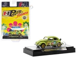 1953 Volkswagen Beetle Deluxe U.S.A. Model Lime Green Metallic with Graphics "Hurst Power Flowers" Limited Edition to 7150 pieces Worldwide 1/64 Diec