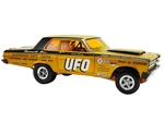 1965 Plymouth AWB (Altered Wheel Base) Gold Metallic with Graphics and Orange-Tinted Windows "UFO" Limited Edition to 636 pieces Worldwide 1/18 Dieca