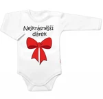 Body dlouhý rukáv s vtipným textem Baby Nellys, Nejkrásnější dárek, bílé, vel. 74 (6-9m)