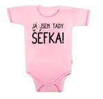 Body krátký rukáv s vtipným textem Baby Nellys, Já jsem tady ŠÉFKA! , vel. 86 (12-18m)