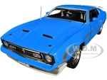 1972 Ford Mustang Mach 1 Grabber Blue with Silver Stripes "American Muscle" Series 1/18 Diecast Model Car by Auto World