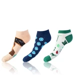 Bellinda 
CRAZY IN-SHOE SOCKS 3x - Modern color low crazy socks unisex - dark blue - dark green - light brown