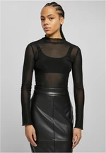 Women's Fishnet Turtleneck Bodysuit Black