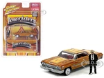 1963 Chevrolet Impala Lowrider Orange with Graphics and Diecast Figure Limited Edition to 3600 pieces Worldwide 1/64 Diecast Model Car by Johnny Ligh
