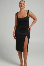 Madmext černé rozparkové šaty s rozparkem