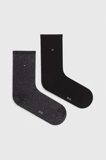 Ponožky Tommy Hilfiger 2-pak dámske, čierna farba, 371221.