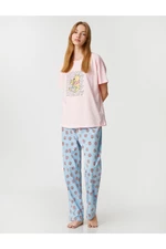 Koton Pajama Set - Rosa - Slogan