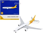 Boeing 777F Commercial Aircraft with Flaps Down "Southern Air - DHL" White and Yellow 1/400 Diecast Model Airplane by GeminiJets
