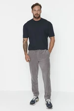 Trendyol Men's Gray Men's Regular/Normal Fit Label Appliqued Rubber Leg Sweatpants.