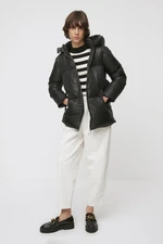 Trendyol Black Metal Belted Oversized Hooded Coat