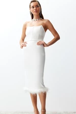 Trendyol Bridal White Lined Bodice Detailed O-trimmed Wedding/Wedding Elegant Evening Dress