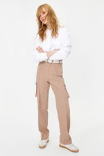 Trendyol Mink Cargo Straight/Straight Fit Woven Double Pocket Woven Trousers