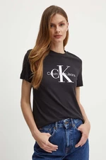 Bavlnené tričko Calvin Klein Jeans dámske, čierna farba, J20J219142