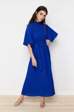 Trendyol Saxe Blue Belted Half Sleeve Woven Dress