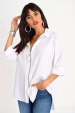 Cool & Sexy Women's White Zipper Shirt