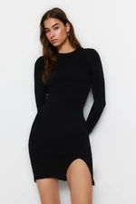 Trendyol Black Fitted Mini Knitwear Basic Dress