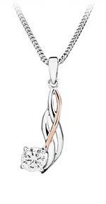 Silver Cat Elegantný bicolor náhrdelník s kubickým zirkónom SC453 (retiazka, prívesok)