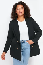 Trendyol Curve Black Oversize Lined Double Breasted Closure Woven Blazer Jacket