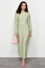 Trendyol Green Plaid / Checkered Woven Dress