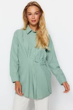 Trendyol Dark Mint Woven Shirt with a Belt