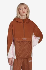 Mikina adidas Originals HL0050-brown, dámska, hnedá farba, s kapucňou, s nášivkou