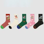 5 Pairs/lot Original Design Autumn Winter Cotton Middle Tube Socks Cartoon Animal Street Fashion Women Socks Youth Cute Socks
