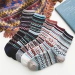 5 Pairs Retro Womens Mens Winter Thermal Socks Warm Soft Wool Thick Nordic Sock Retro Comfortable Male Socken Hot Sale Dropship