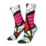 Funny Crazy Sock for Men Romero Britto Love Hip Hop Harajuku Happy Quality Pattern Printed Boys Crew compression Sock