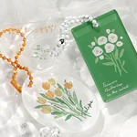 INS wind acrylic transparent pendant small fresh and simple art keychain pendant key manager kawaii lanyard