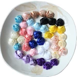 10pcs/Lot 2.5cm Solid Satin Ribbon Rosette Silk Fabric Flower Handmade DIY Wedding Bouquet Flower Hair Cloth Accessories