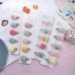 5pcs Cute Baby Hairpins Candy Color Pompoms Mini Barrettes for Little Girls Baby Hair Small Kids Headwear Accessoires