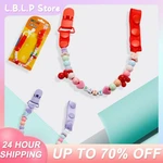 Handmade Beaded Pacifier Chain Anti Lost Buckle Beads Pacifier Clip Fine Workmanship Adjusted Cute Rainbow Color Pacifier Chain