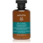 Apivita Oil Balance Shampoo Oily Hair hĺbkovo čistiaci šampón pre mastnú pokožku hlavy pre posilnenie a lesk vlasov 250 ml