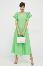 Bavlnené šaty Tommy Hilfiger zelená farba, maxi, áčkový strih