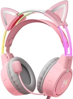 Onikuma X15 PRO Double-Head Beam RGB Wired Gaming Headset With Cat Ears Rosado Auriculares para ordenador