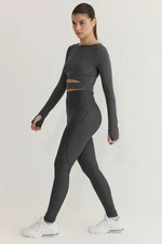Trendyol Dark Anthracite Compression po celé délce Pletené sportovní punčocháče Trendyol Dark Anthracite Compression po celé délce Pletené sportovní punčocháče