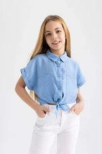 DEFACTO Girls Crop Tencel Short Sleeve Shirt