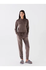LC Waikiki Long Sleeve Velvet Women's Pajamas Set with Hooded Plain LC Waikiki Long Sleeve Velvet Women's Pajamas Set with Hooded Plain