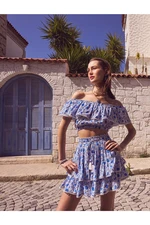 Koton Ethnic Printed Tiered Mini Skirt