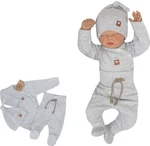 Z&amp;Z 3-dílná soupravička body, polodupačky s provázkem a čepička - šedá, vel. 56 (1-2m)